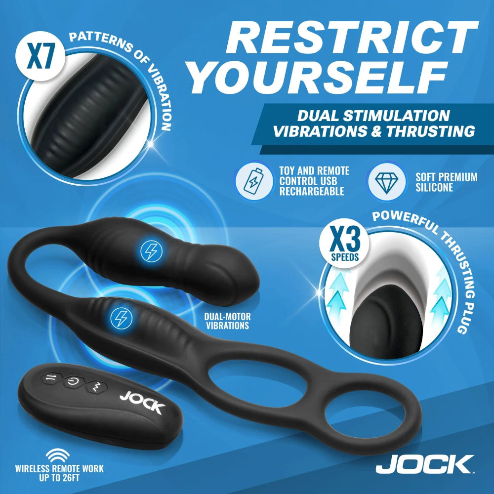 Jock 'Hyper' Thrusting and Vibrating Anal Plug w/ Cock Ring