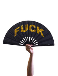 Fuck Pride Hand Fan - Wooden, Blk/Gold