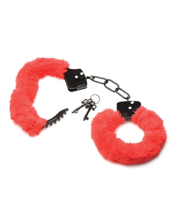 MS Cuffed In Fur Furry Handcuffs -Red