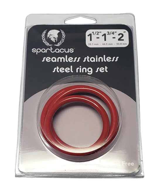 Spartacus "3 Piece" Steel Cock Ring Set -Red