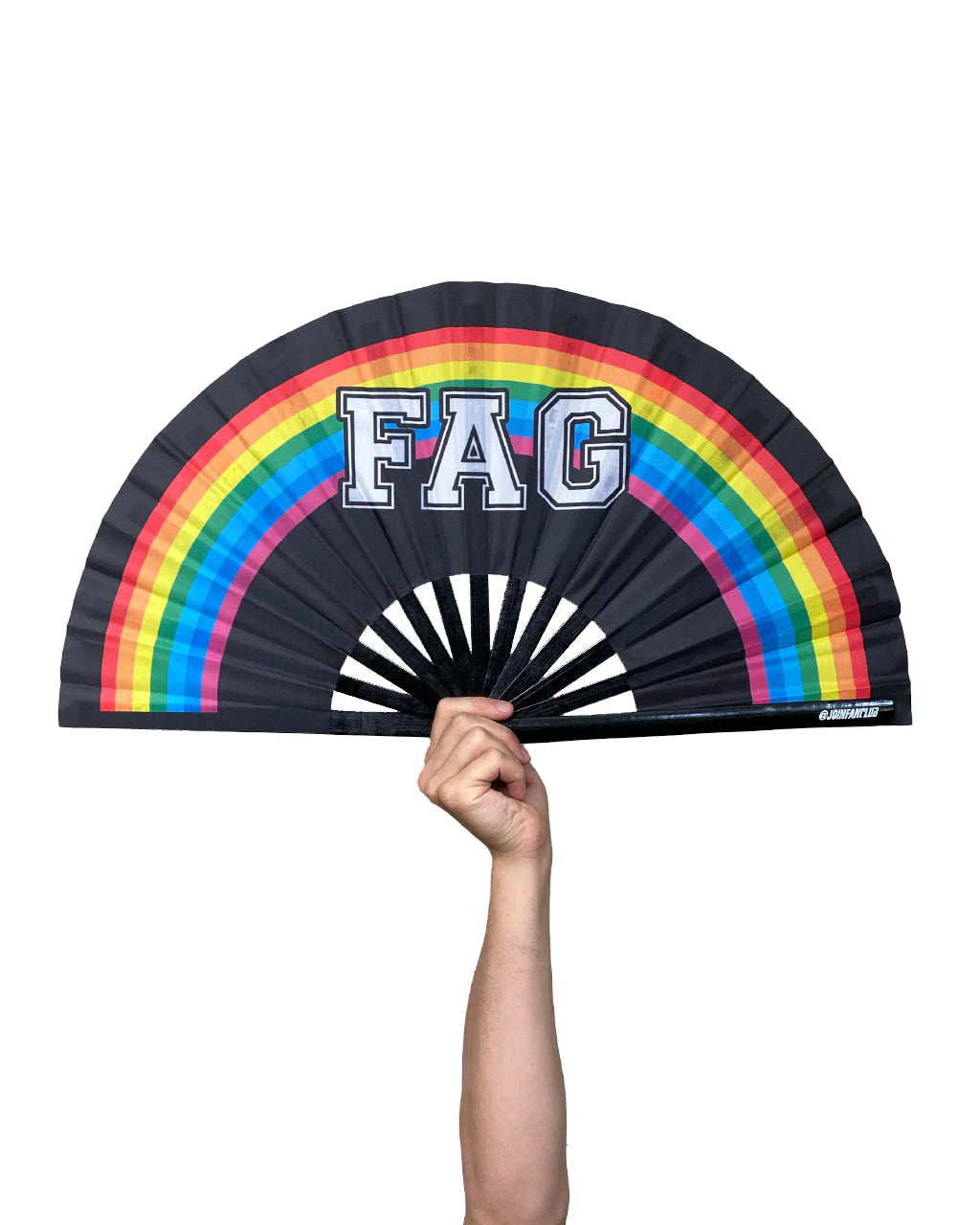 Fag Rainbow Pride Hand Fan - Wooden