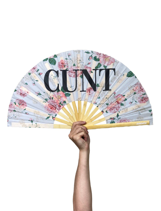Floral Cunt Pride Hand Fan - Wooden