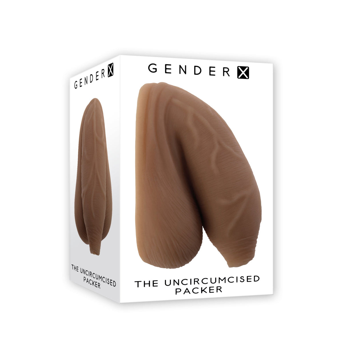Gender X Uncircumcised Packer, Dark, in its box