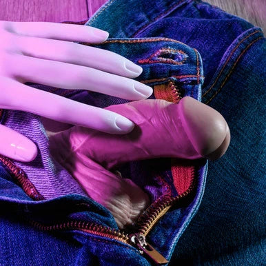 Gender X 4 inch Silicone Packer, Light, in hand