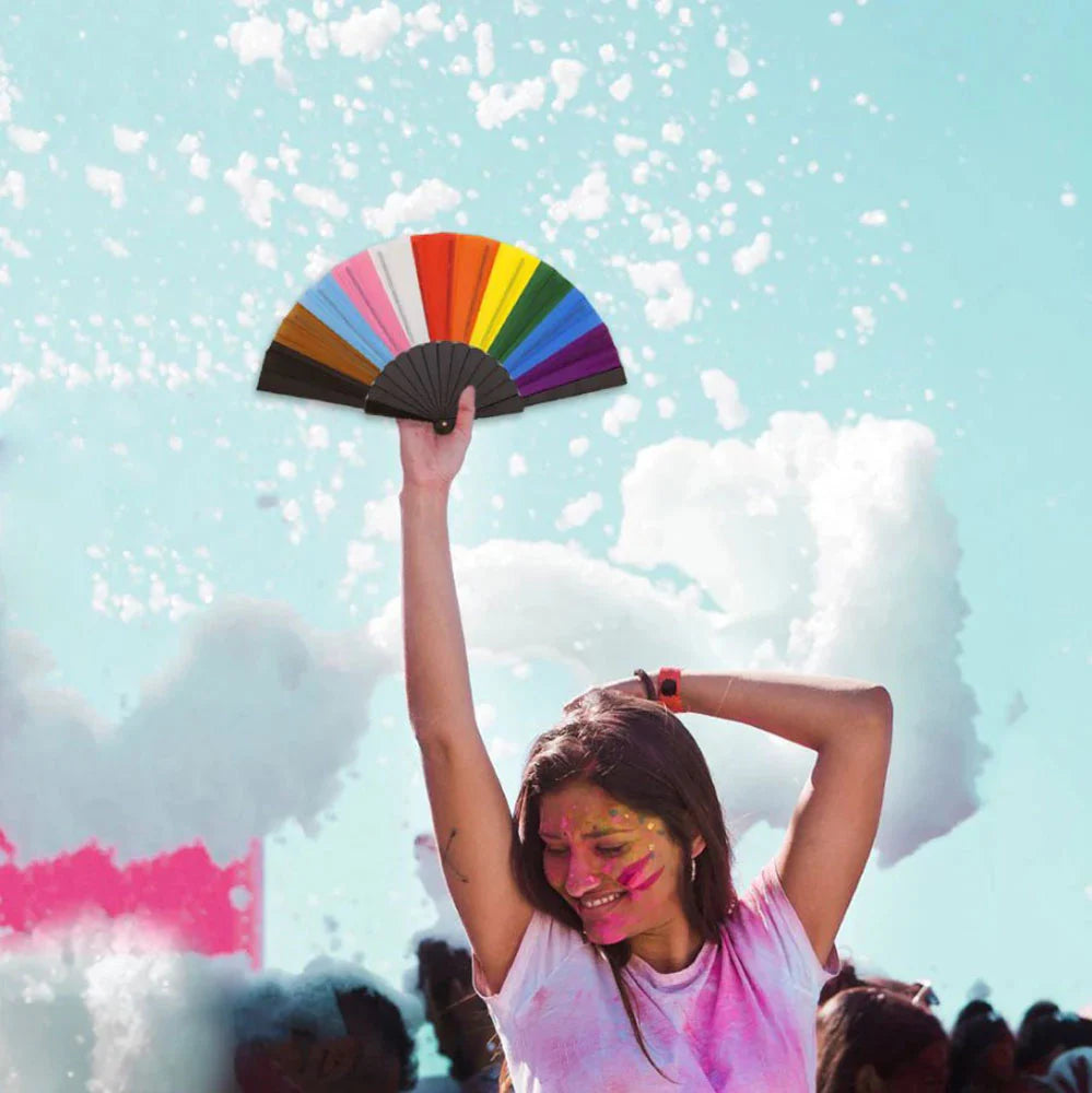 Progress Pride Hand Fan - Small, Plastic