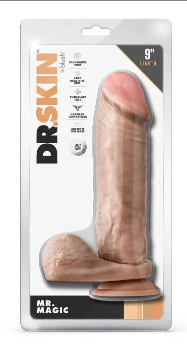 Dr. Skin 'Mr. Magic' 9 Inch Dildo W/ Balls -Beige