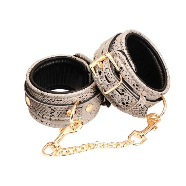 Spartacus Ankle Restraints Snake Print - White