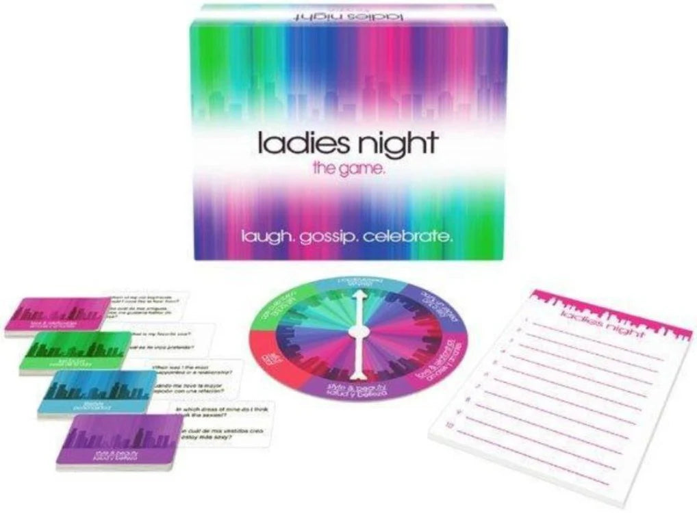Ladies Night game set with colorful packaging and components on a white background