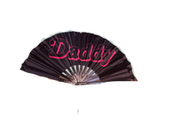 Daddy Pride Hand Fan - Blk/Pink, Wooden