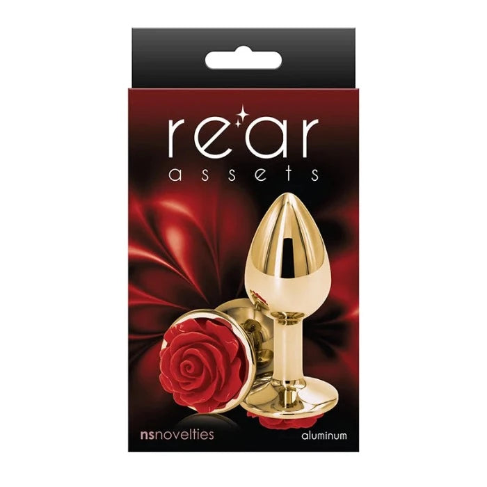Rear Assets 'Rose' Small Butt Plug -Red/Gold