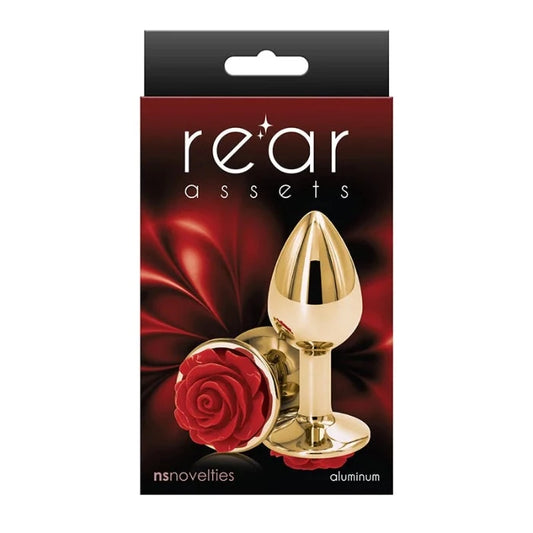 Rear Assets 'Rose' Small Butt Plug -Red/Gold