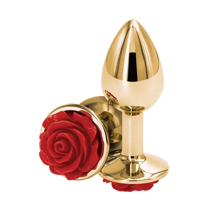 Rear Assets 'Rose' Small Butt Plug -Red/Gold
