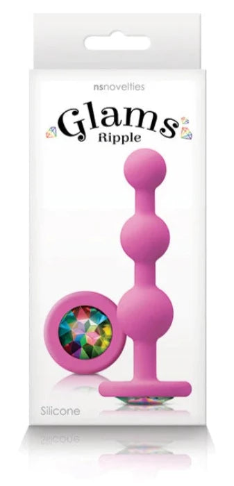 Glams "Ripple Rainbow" Gem Butt Plug -Pink