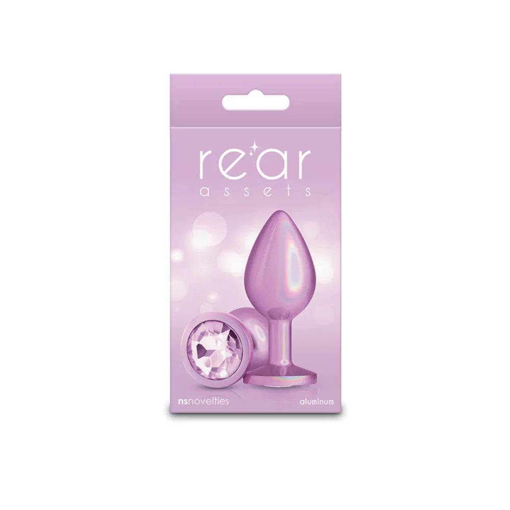 Rear Assets Iridiscent Medium Gem Butt Plug - Pink
