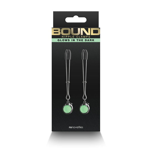 Bound "G1" Glows Nipple Clamps -Gun Metal