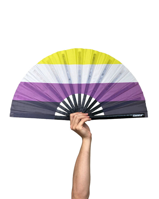 Non-Binary Pride Hand Fan - Wooden