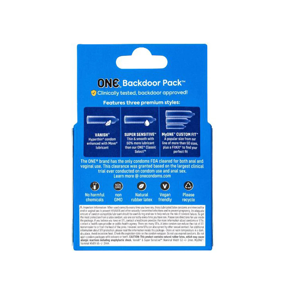 One Backdoor Pack Condoms - 3pk