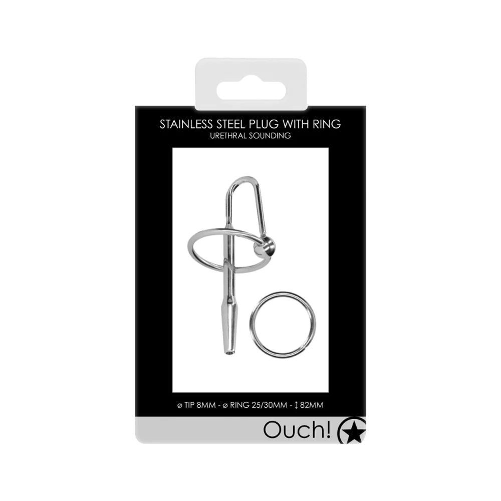 Ouch! Stainless "Penis Plug" w/ Glans Ring