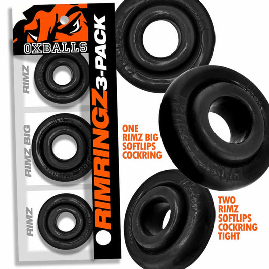 OXB - Rimringz 3pc Cock Ring Set -Black