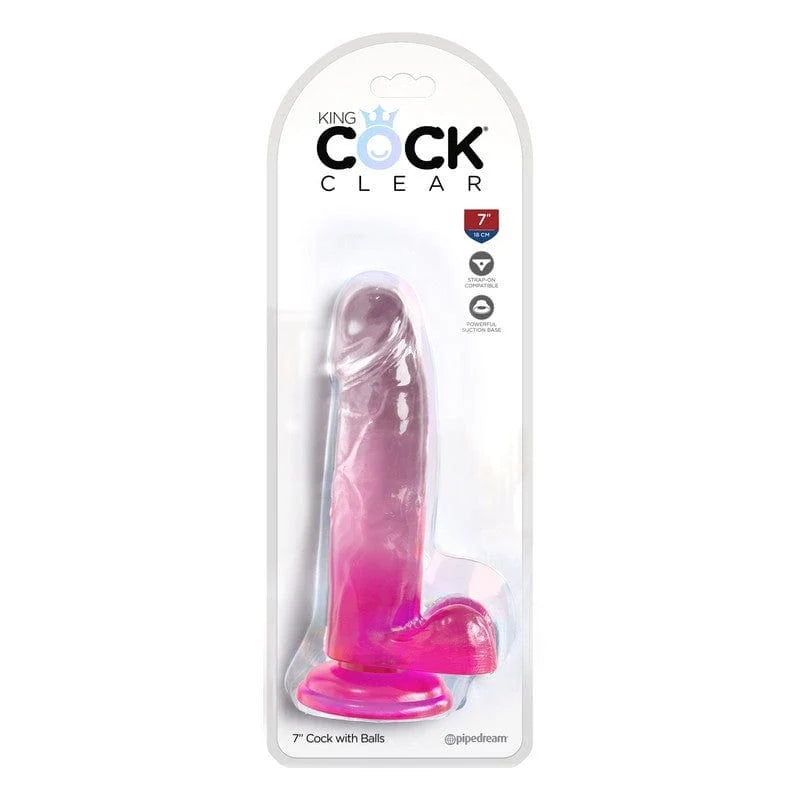 King Cock 7" with Balls -Pink