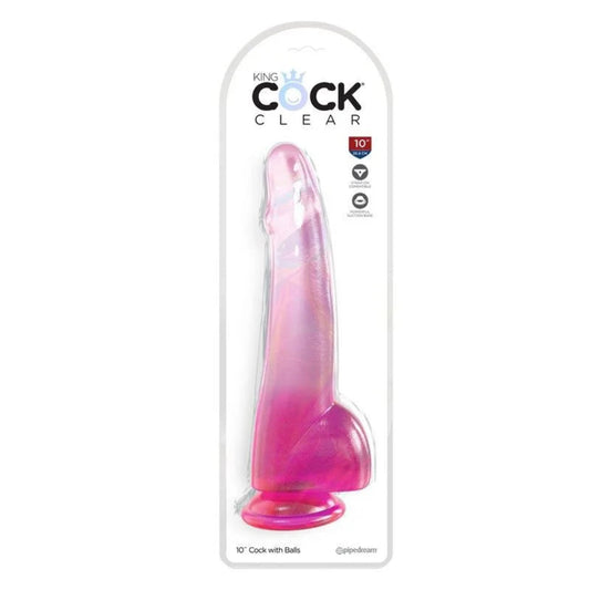 King Cock 10” with Balls -Pink