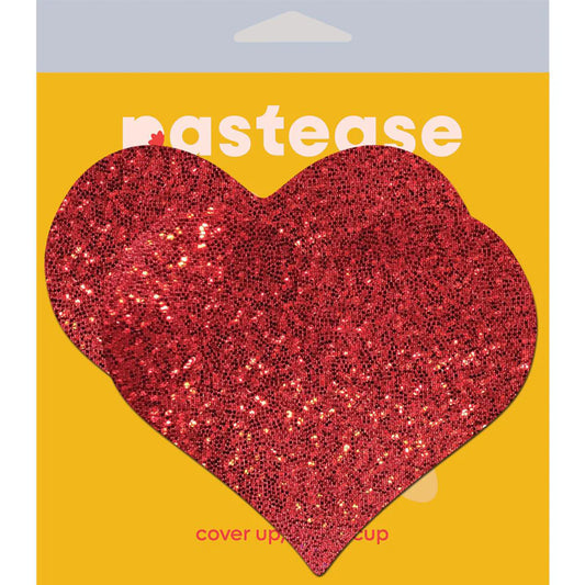PASTEASE Heart Glitter Red Full Breast Covers