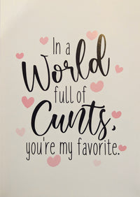 In A World Full Of Cunts Birthday Card