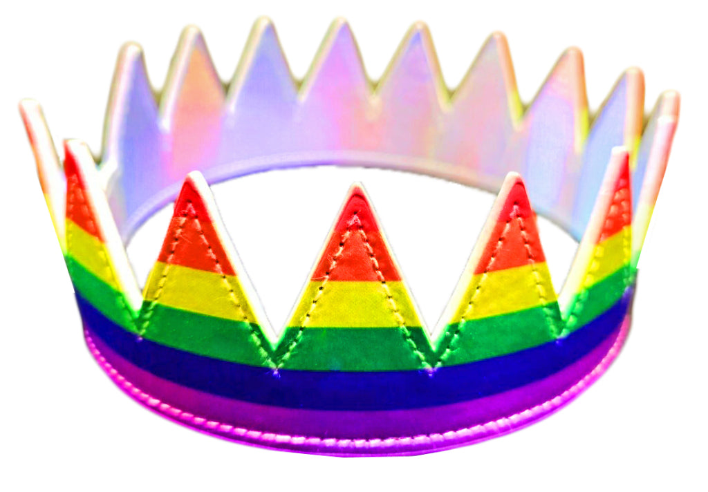 Party Crown Faux Leather - Rainbow/Silver Reversable