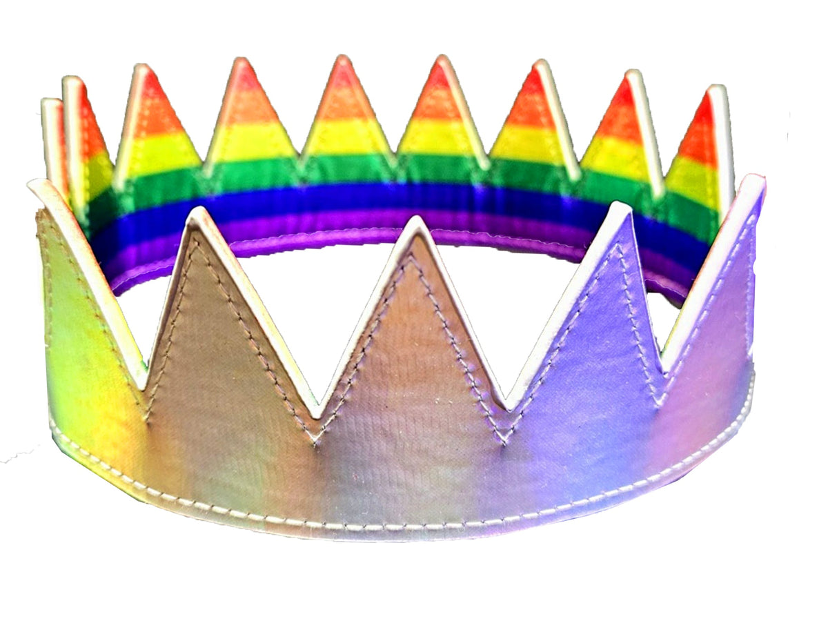 Party Crown Faux Leather - Rainbow/Silver Reversable