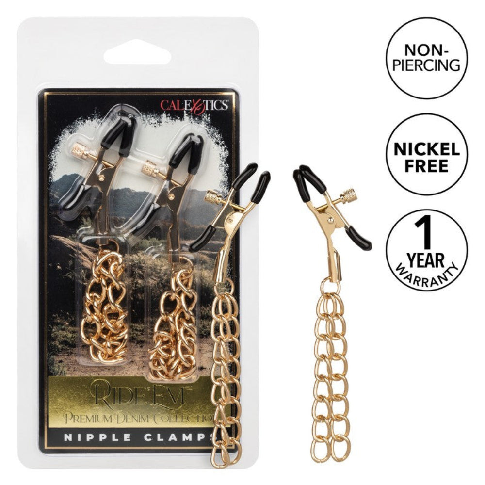 CALEX Ride ‘Em Denim Nipple Clamps
