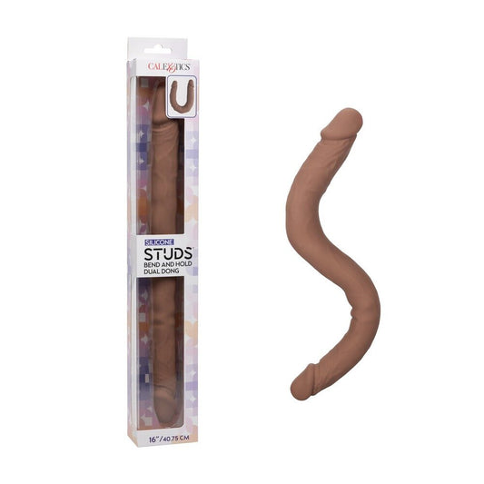 Calex Studs 16'' Bend Dual Dildo -Tan