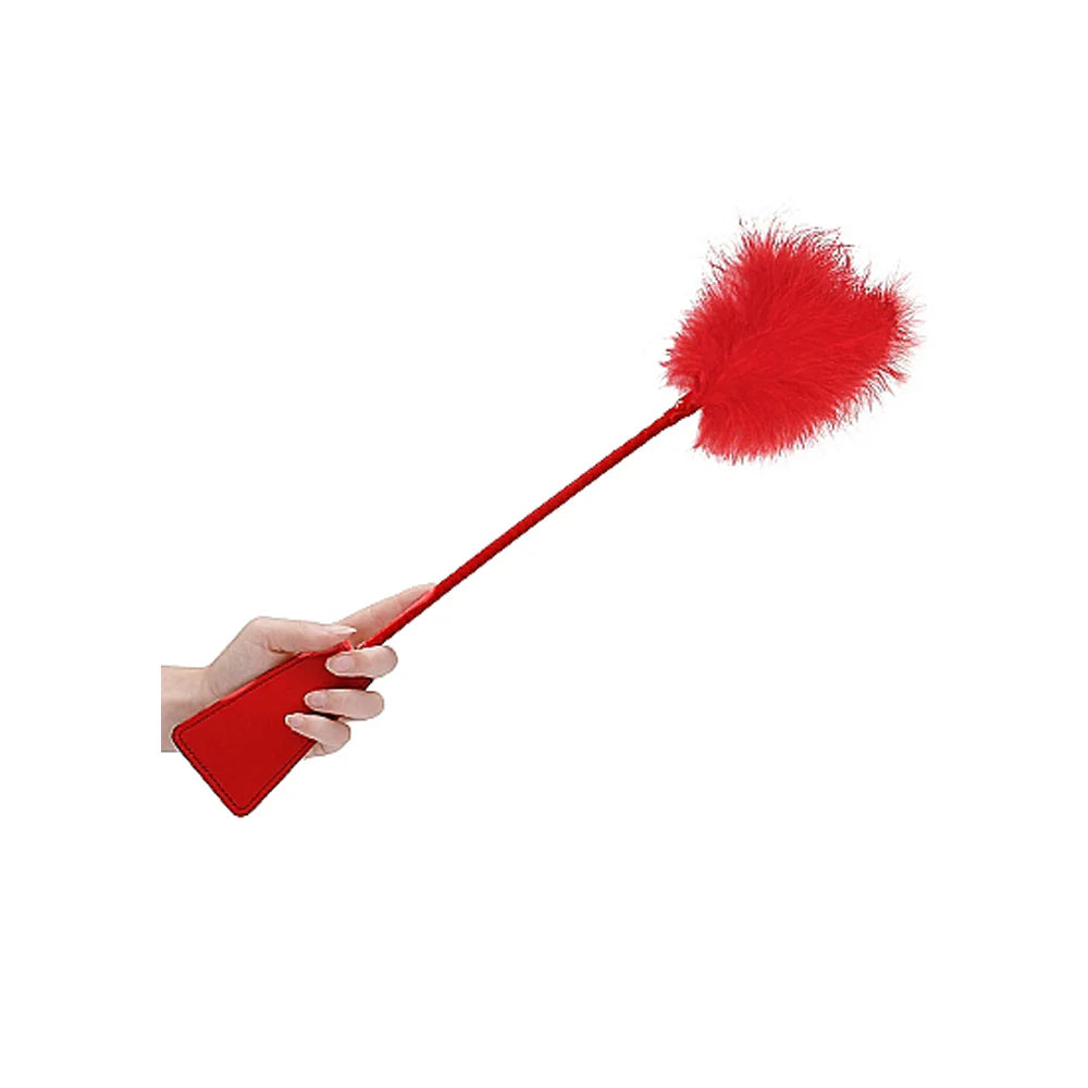 Ouch! Crop With Feather -Red
