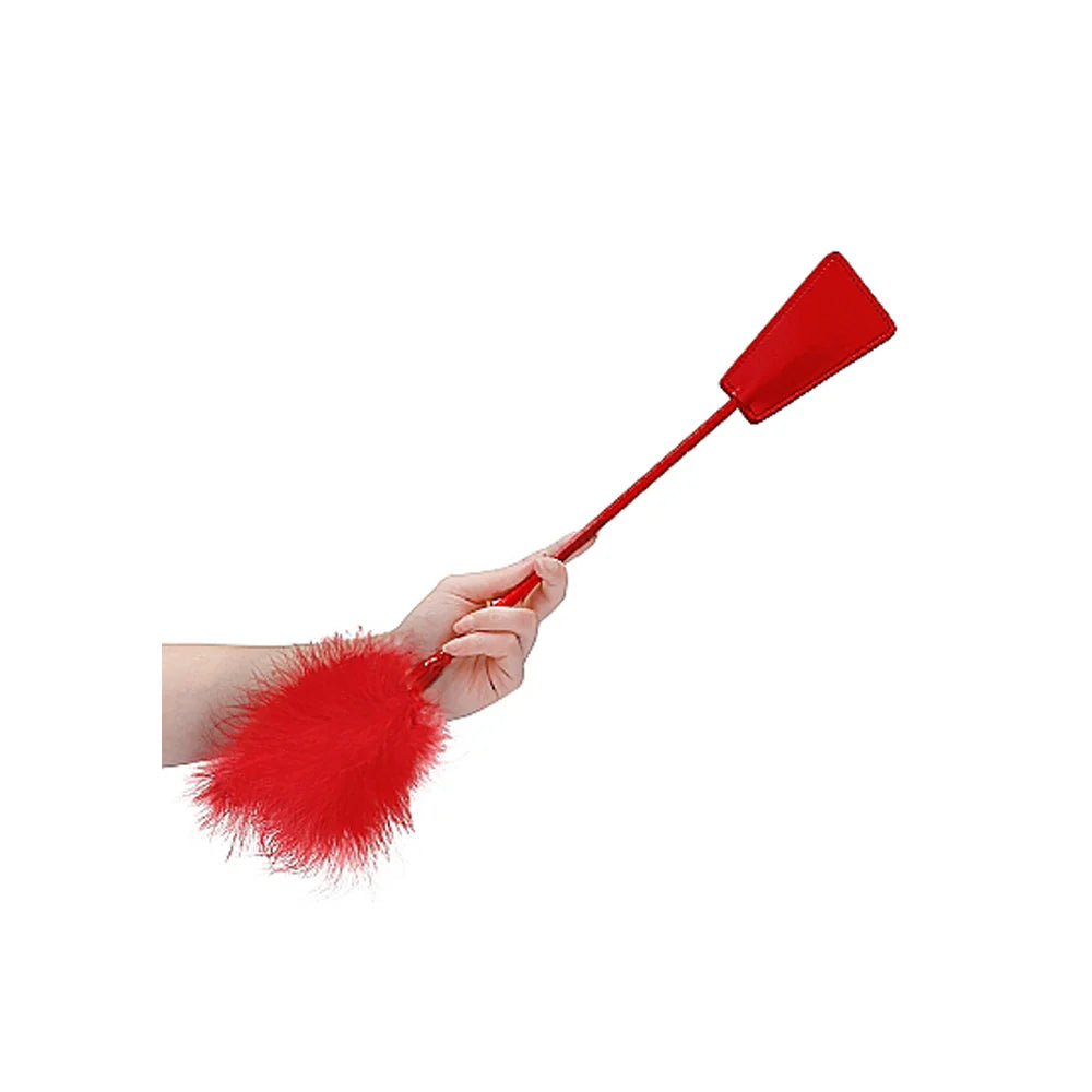 Ouch! Crop With Feather -Red