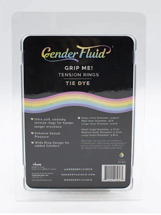 Gender Fluid Grip Me! 'Tie-Dye' Cockrings 3 Pack