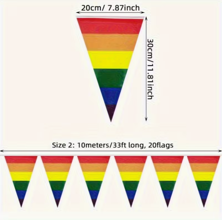 Rainbow Pennant Flag String Banner (393in, 20 flags)