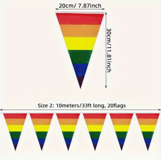 Rainbow Pennant Flag String Banner (393in, 20 flags)