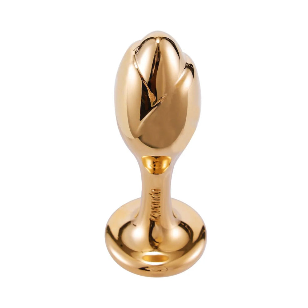 Sevanda - Flogger w/Keychain, Charm & Tulip-shaped Buttplug -White/Gold
