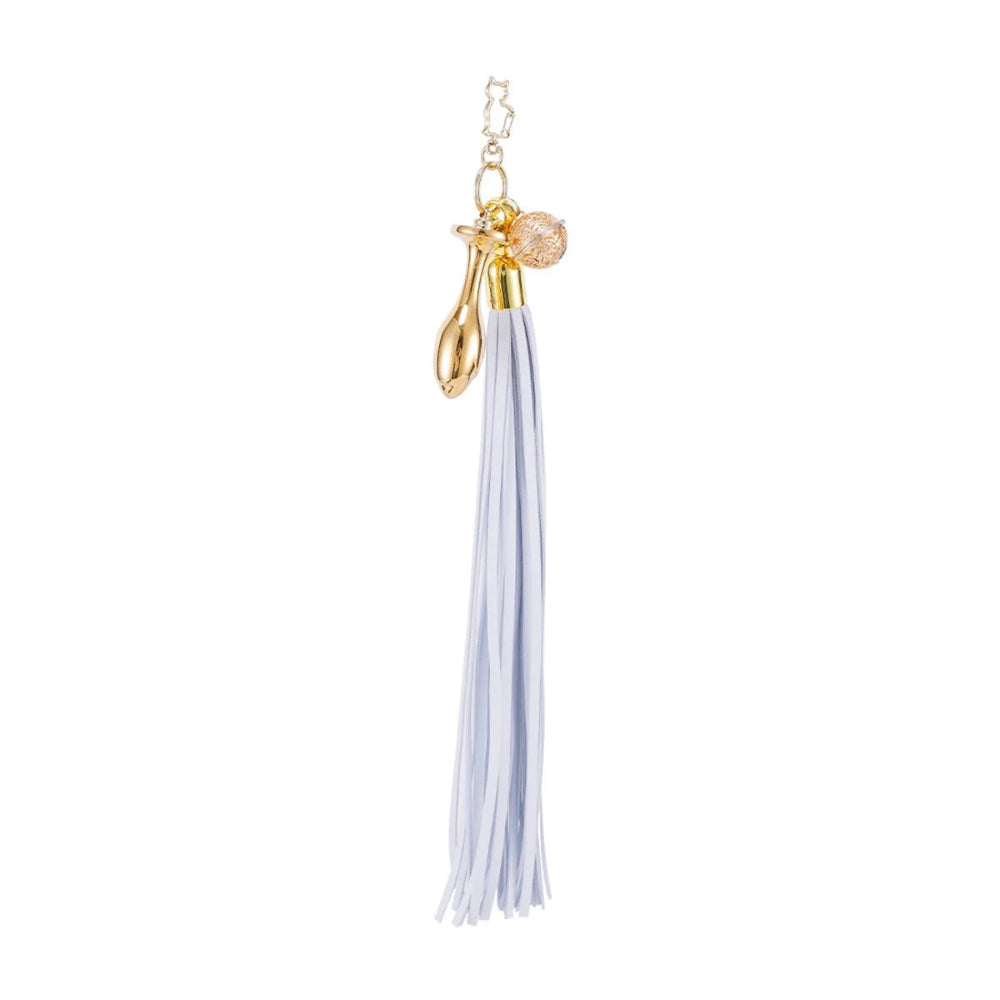 Sevanda - Flogger w/Keychain, Charm & Tulip-shaped Buttplug -White/Gold