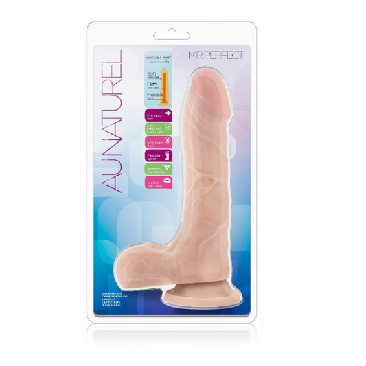 Au Naturel 'Mr. Perfect' 8.5 in Dildo w/ Balls -Beige