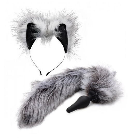 Tailz 'Grey Wolf' Tail Anal Plug & Ears Set