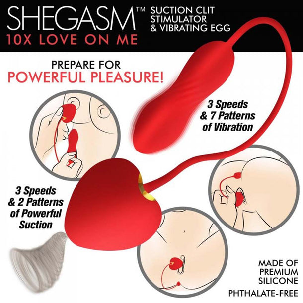 SHEGASM - 10X Love on Me Suction Clit Stim & Vibe Egg