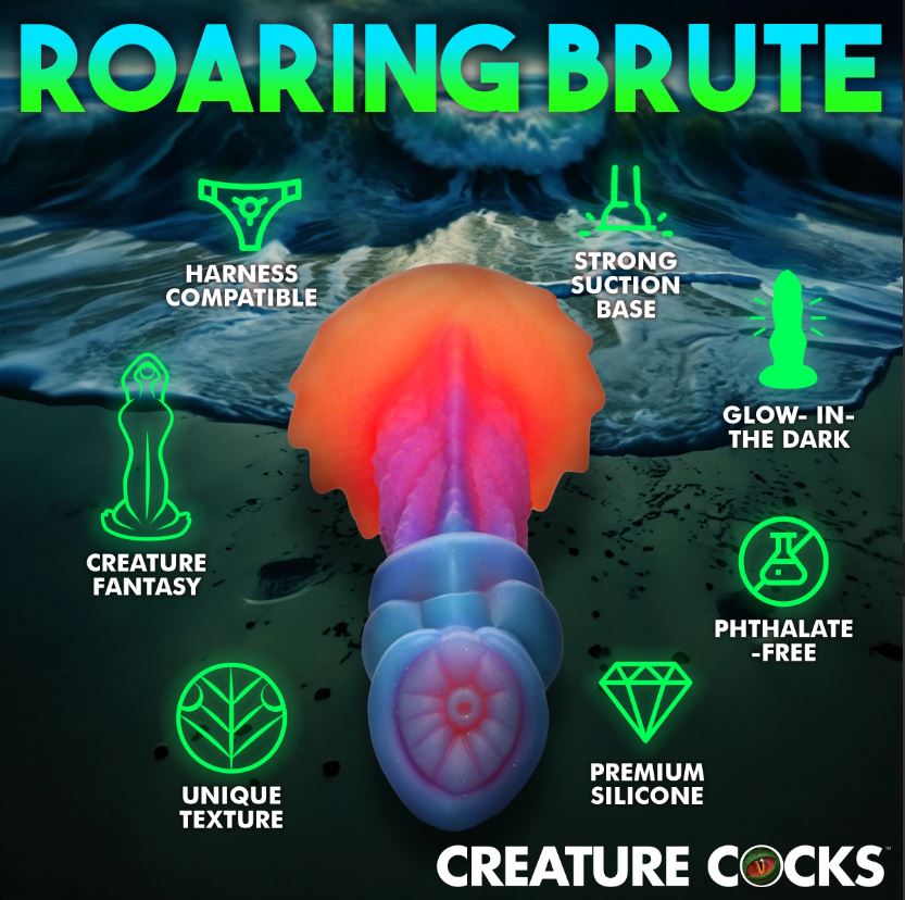 Creature Cocks 'Aqua-Cock' Glow-In-Dark Silicone Dildo 7.5"