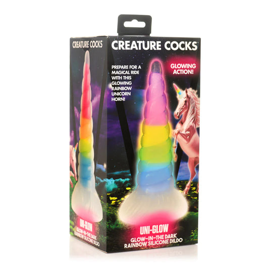 Creature Cocks 'Uni-Glow' Glow-In-Dark Rainbow Dildo