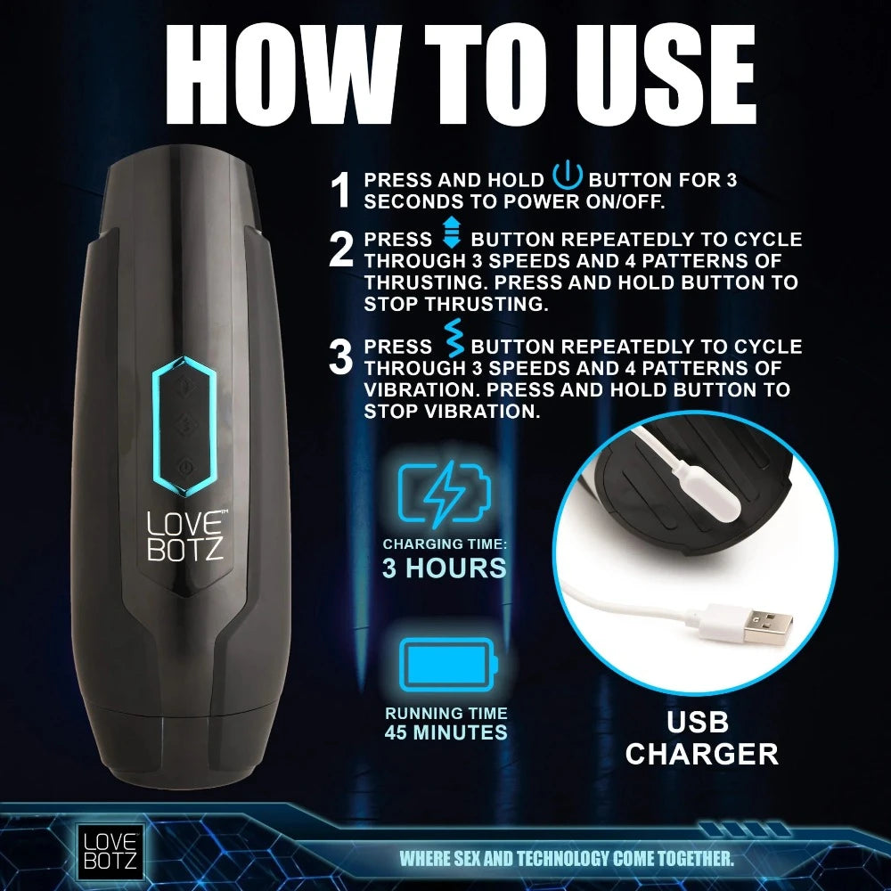 Love Botz "The Milker" Max 14X Thrusting/Vibrating Masturbator