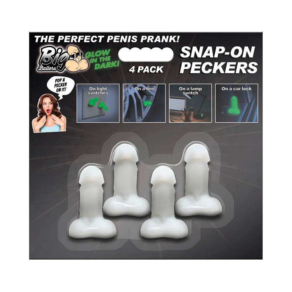 Glow-in-the-Dark Snap-On Peckers - 4pk
