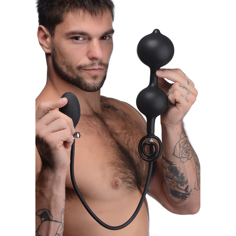 MS 'Devils Rattle' Inflatable Anal Plug w/ Cock and Ball Ring