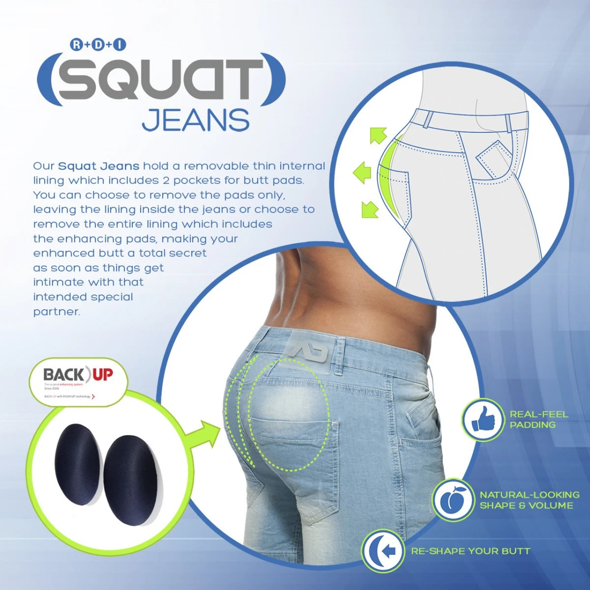 Addicted Squat Short Jeans - Blue Jeans