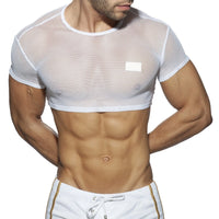 Addicted C-Through Crop Top - White