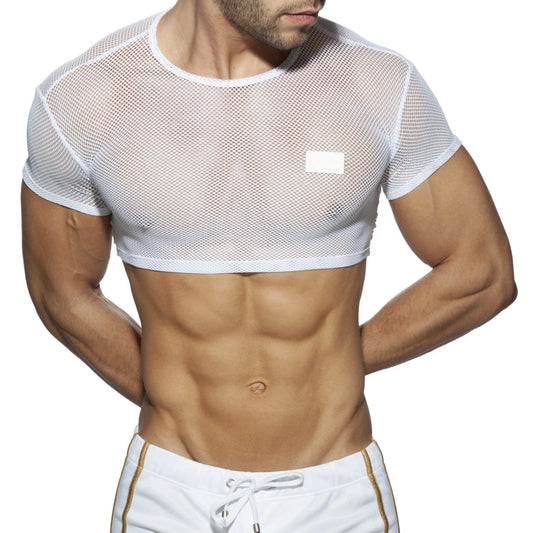 Addicted C-Through Crop Top - White