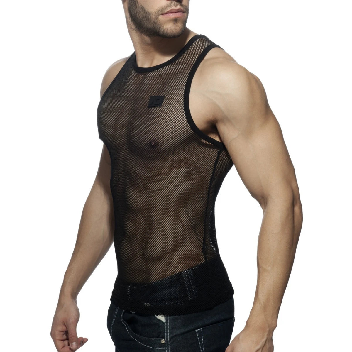 ADDICTED Black & White Mesh Tank Top AD848